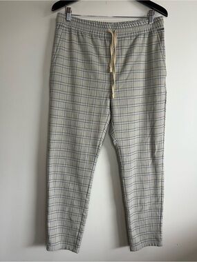 Only & Sons Linus Tapered Cropped Pants Gray Plaid Drawstring Men’s Large